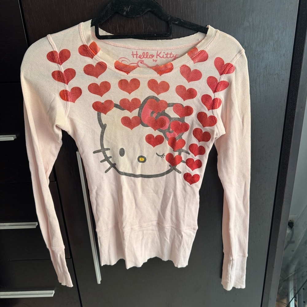 Hello Kitty Pink Thermal Long Sleeve T-Shirt - Picture 2 of 9